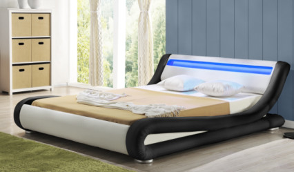 El tamaño LED de la reina tapizó estilo moderno cómodo de la tela de la PU del marco los 4ft de la cama