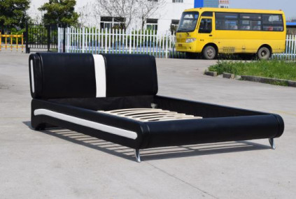 El negro de la cama OED OMD de la imitación de cuero de Bendwood tapizó el marco de la cama matrimonial