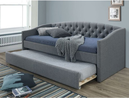 SUNNY Single 190X200 empenachó el Daybed con la ruedecilla Grey Upholstered Daybed