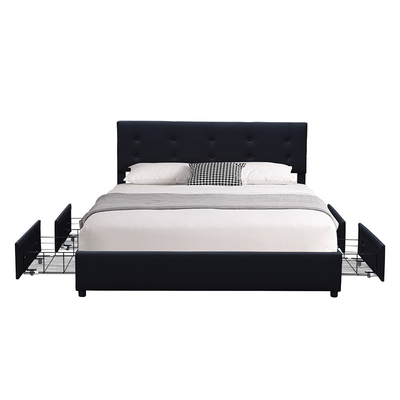 El marco de la cama del cabecero de rey Size Wood Upholstered de California empenachó con el cajón del almacenamiento cuatro