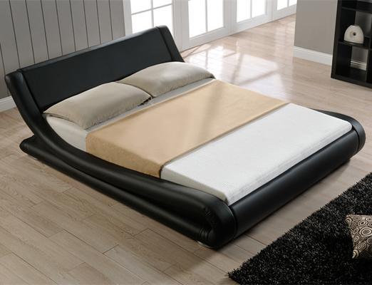 Cama tapizada terciopelo de la tela de Curshed de la imitación de cuero con el cabecero de la luz del LED