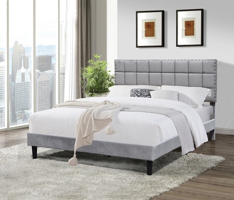 Marco tapizado tamaño Grey With Adjustable Headboard Height oscuro de la cama de la reina