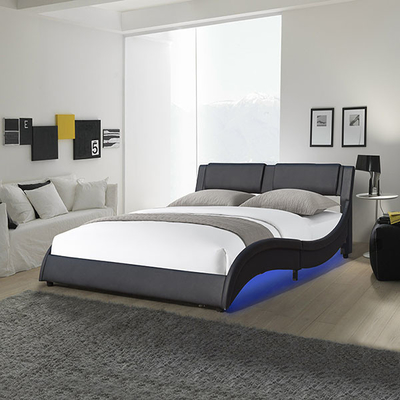 Marco formado onda de la cama de plataforma del amortiguador del marco de la cama del LED con la luz ajustable del LED