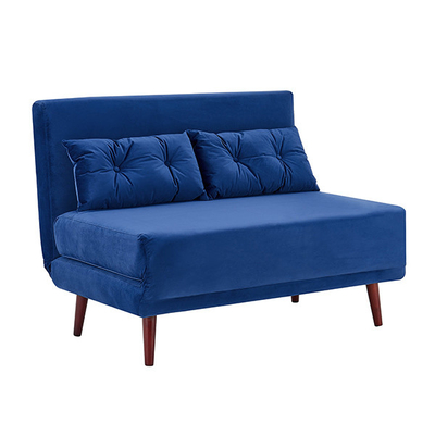 Tri Blue Velvet plegable tapizó el Daybed 2 Seater saca a Sofa Bed