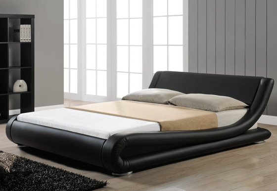 Cama tapizada Chesterfield de lujo con cabecero curvo King Size