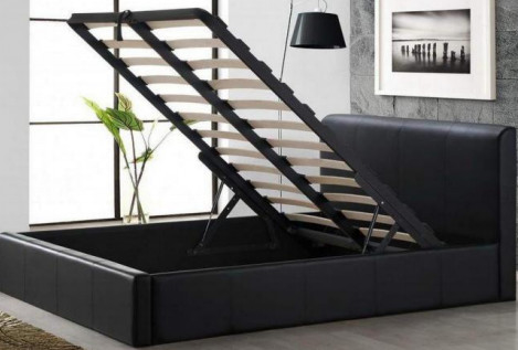 Cama del mismo tamaño del almacenamiento de la elevación de gas de la alta cama de cuero sintética del cabecero