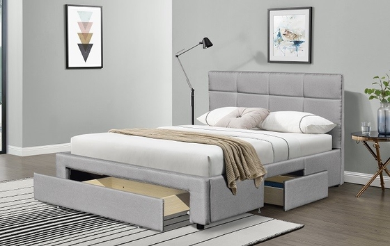 El marco Grey Dark Blue Black Linen de rey Size Upholstered Bed con dibuja
