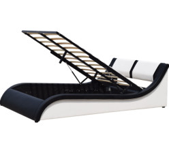 Cama curvada cama contemporánea del almacenamiento del cabecero de la imitación de cuero de la elevación de aire
