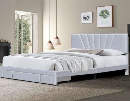 La tela de cuero moderna tapizó la cama Grey Color With Drawer del almacenamiento