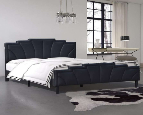 Cuero moderno tapizado forma especial de la PU de rey Size Black del marco de la cama