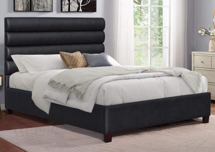 Rey moderno Size Upholstered Platform acuesta con el cabecero negro