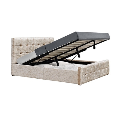 Fabricante tapizado moderno de la cama del almacenamiento del tamaño de la reina de la cama del marco del terciopelo de madera de la tela