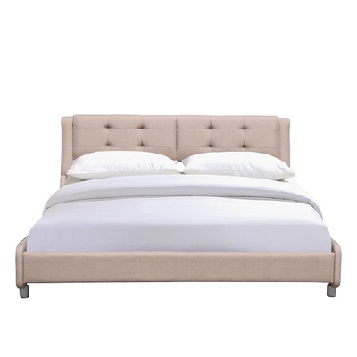 Estilo moderno cómodo de la tela de lino del marco de rey Size Upholstered Bed