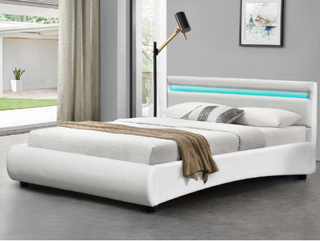 Marco blanco moderno de la cama del cuero de la PU EN-1725 con la luz teledirigida del LED