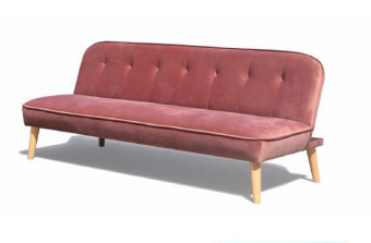 Moderno sofá cama plegable de terciopelo rosa polvoriento con patas de madera para el hogar/apartamento/oficina