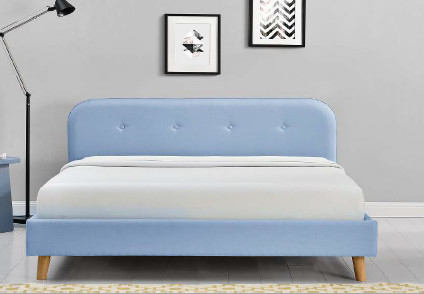 El azul tapizado tela del marco de la cama de la madera contrachapada colorea la moda moderna