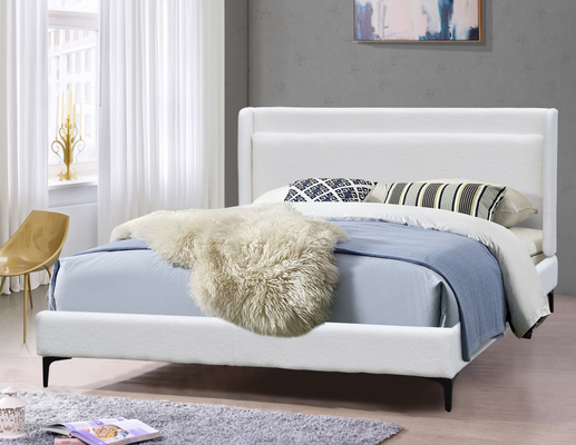 Cuadro de la cama de la cabeza de la cama de Wingback Moderno Tapicería de tamaño Queen con pies de metal