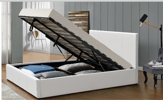 Cama de almacenamiento de ascensor de gas de varios colores Cuadro de cama de madera contrachapada de cuero PU