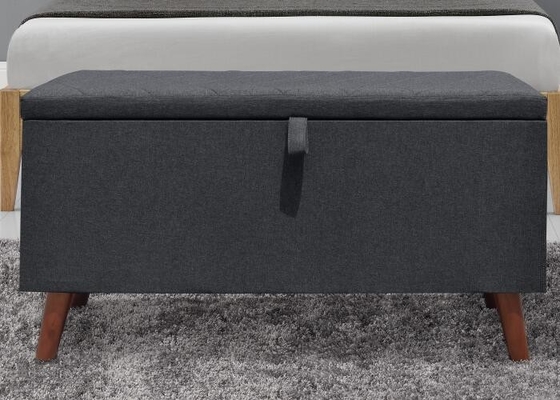 Grey Fabric Storage Ottoman oscuro
