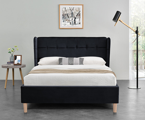 Piernas plásticas de la cama del terciopelo del ROBLE negro lleno del marco