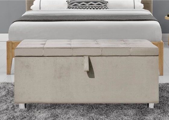 Terciopelo Toy Bench Plush Soft de Chesterfiled Grey Ottoman Storage Box Crushed