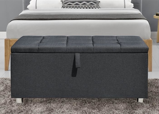 Almacenamiento tapizado Ottoman Reino Unido oscuro franco Grey Fabric Blanket Box de la tela