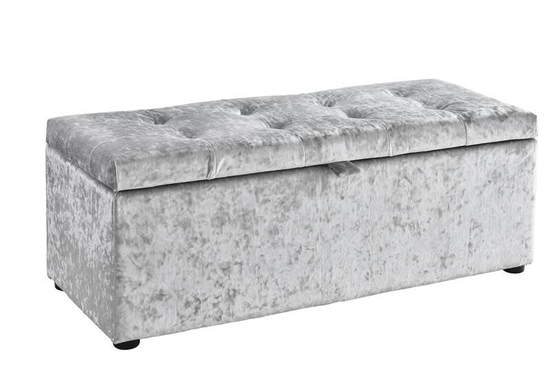 Machaque el sitio de plata de Toy Box For Bedroom Living del pecho del almacenamiento de Ottoman del terciopelo