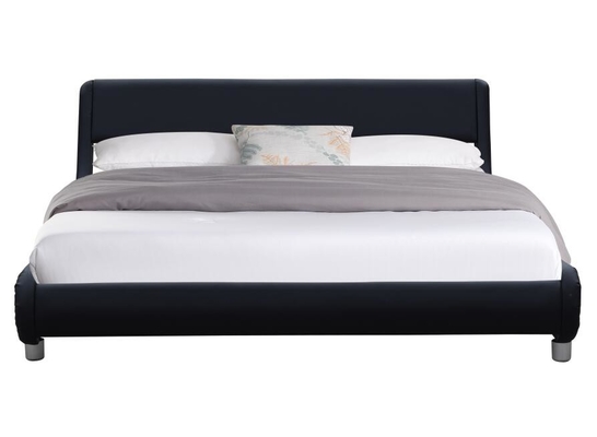 forma tapizada imitación de cuero negra de la curva del estilo de Europa de la cama de la madera contrachapada
