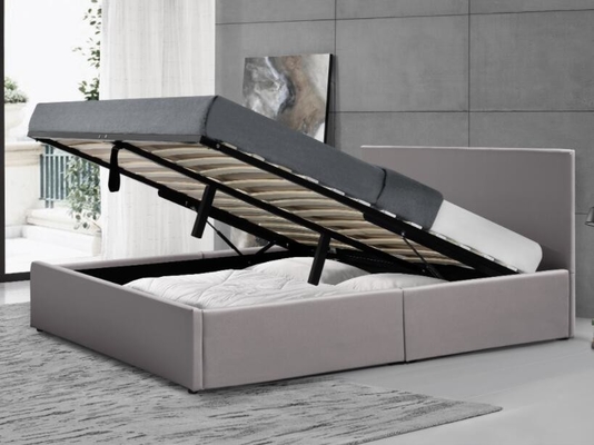 Doble tapizado Grey Plywood Faux Leather de la cama del almacenamiento de la elevación de gas