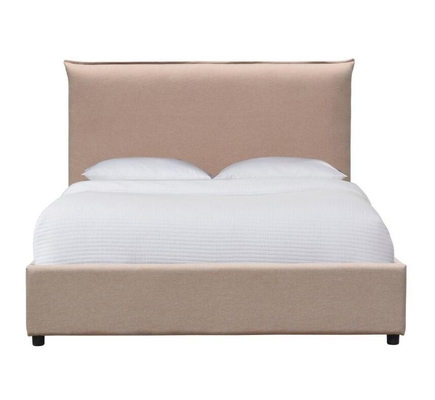 Cabecero cómodo material de la tela de la espuma de la madera contrachapada del marco de rey Size Upholstered Bed alto