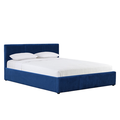Blue Velvet tapizó a rey Size Plywood Material de la cama del almacenamiento de la elevación de gas