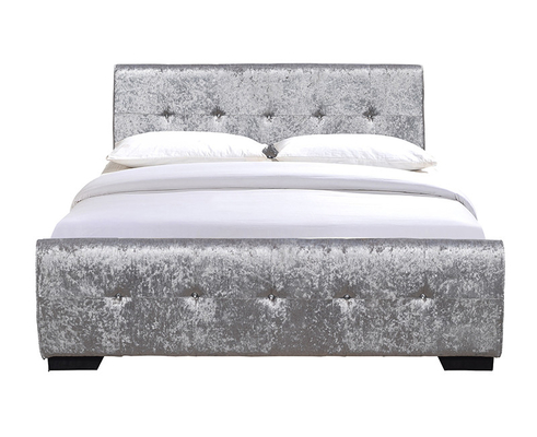 La cama del almacenamiento abierto del ODM del OEM empenachó al lado de Crystal Buttons Silver Crush Velvet