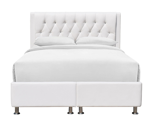 Imitación de cuero blanca del marco copetudo de Diamond Buttons Upholstery Platform Bed