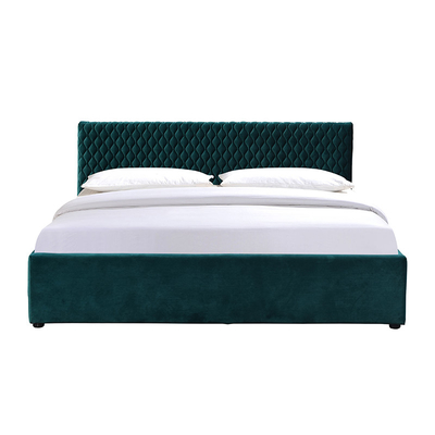 Tamaño doble de la tela de la tapicería de la cama cómoda verde del almacenamiento para el dormitorio