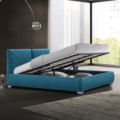 Color opcional Tejido de terciopelo triturado Elevador de gas Almacenamiento de tamaño completo Cama cómoda para dormir CE