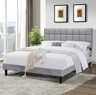 Marco Grey With Adjustable Headboard Height oscuro de la cama de rey Size Upholstered Platform
