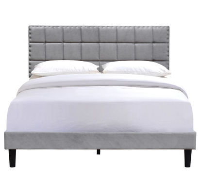 Marco Grey With Adjustable Headboard Height oscuro de la cama de rey Size Upholstered Platform