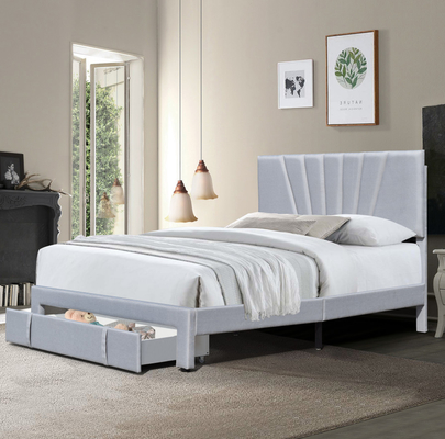 Cuero tapizado del mismo tamaño de la tela de la cama del almacenamiento ergonómico con el cajón
