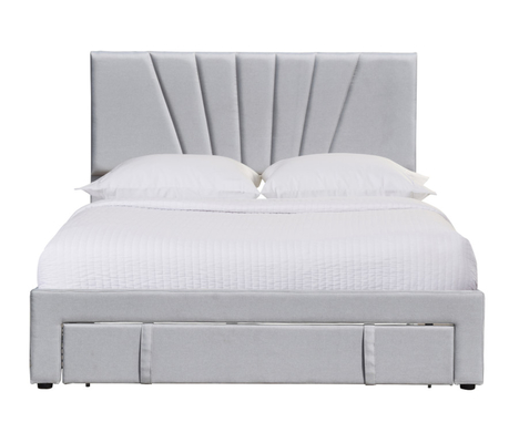 Cuero tapizado del mismo tamaño de la tela de la cama del almacenamiento ergonómico con el cajón