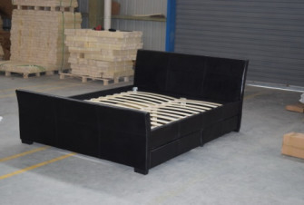 OEM tapizado marco del ODM de la cama de plataforma de la tela de la reina de Sunny Black Velvet Fabric Bed