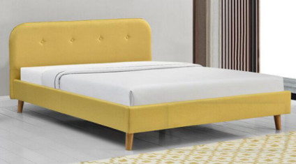 Marco de Sunny Yellow Linen Fabric Bed tapizado con la certificación del CE del cabecero