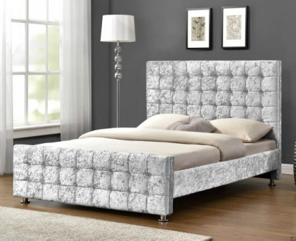 El OEM tapizó el certificado del EMC del marco de la cama de la tela del terciopelo de Grey King Size Bed Crush