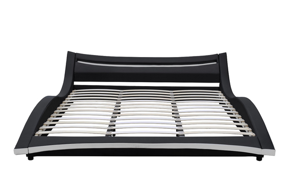 La madera contrachapada tapizada curvada de cuero del marco de la cama de la PU con el LED fácil monta