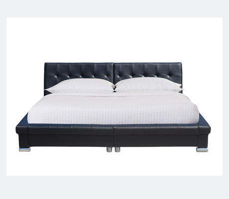 Madera contrachapada tapizada de cuero del marco de la cama de la PU negra para los muebles del dormitorio