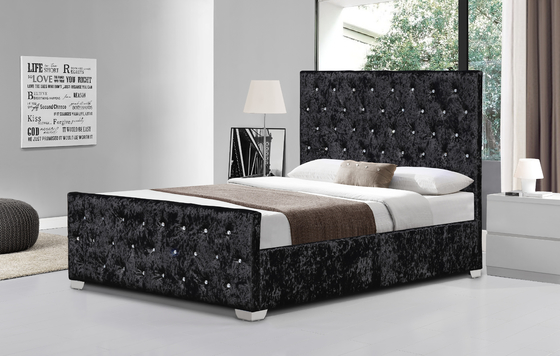 Cama del cabecero de madera doble del tamaño del marco de la cama de la tela del terciopelo del vino tinto alta