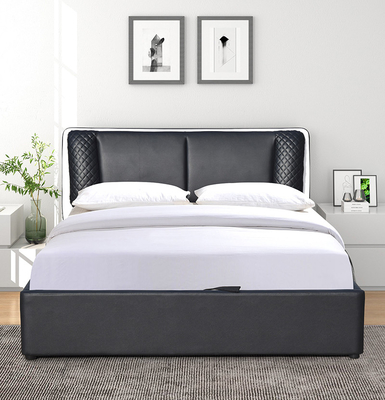 Marco de madera de la cama de la cama de cuero de la PU de SUNNY Classic Black con de la elevación almacenamiento para arriba