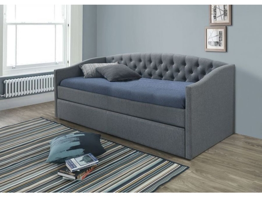 SUNNY Single 190X200 empenachó el Daybed con la ruedecilla Grey Upholstered Daybed