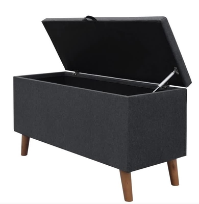 Taburete plegable oscuro del almacenamiento de Grey Fabric Storage Ottoman Hidden