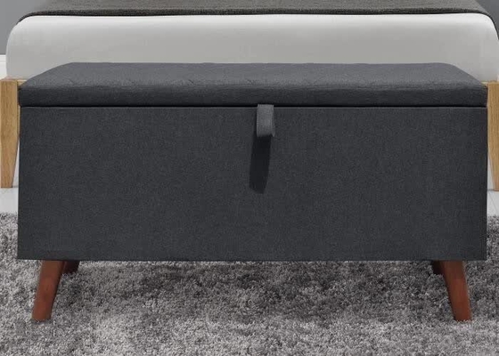Taburete plegable oscuro del almacenamiento de Grey Fabric Storage Ottoman Hidden
