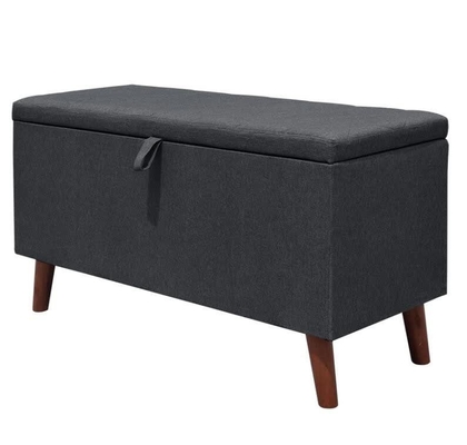 Taburete plegable oscuro del almacenamiento de Grey Fabric Storage Ottoman Hidden